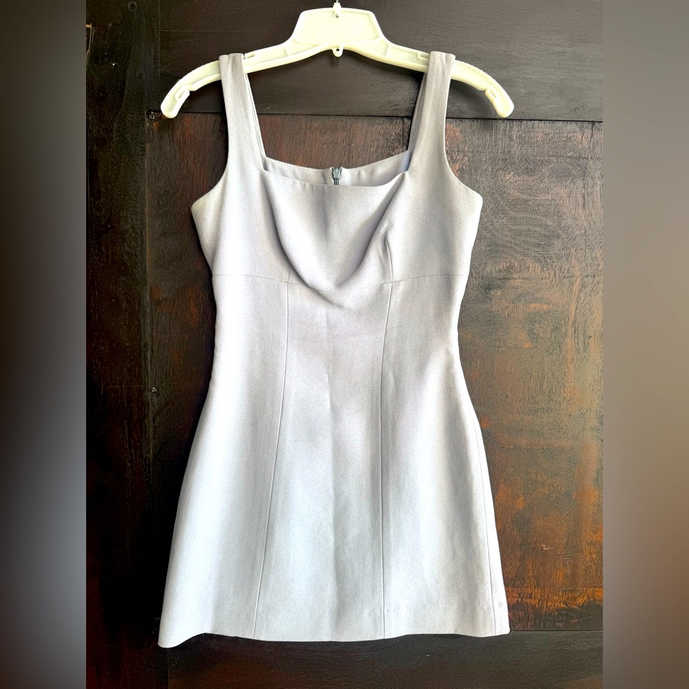 Bebe Vintage pale blue/ gray fitted dress, size 2, Made in USA, lined